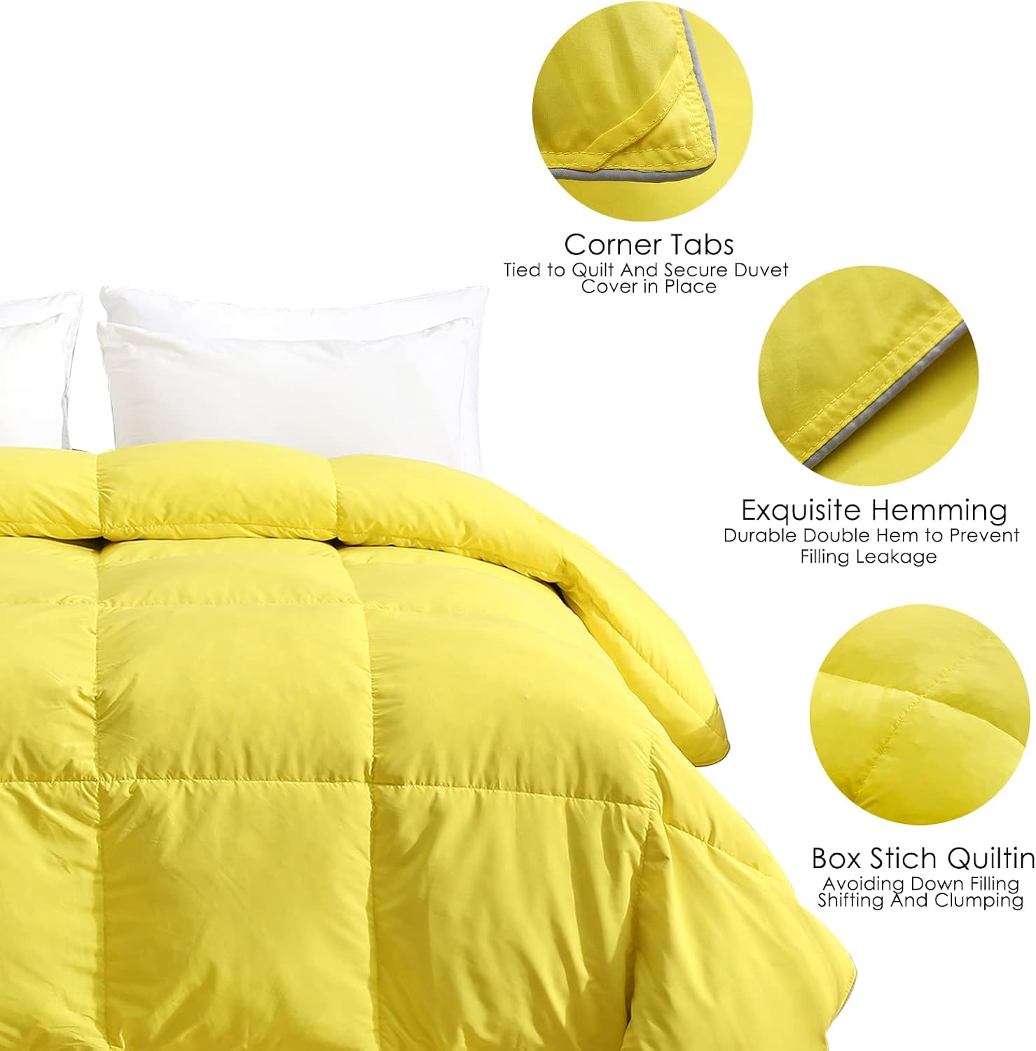 BPC Queen Size Down Comforter - Goose Duck Down and Feather Filling - Soft Brushed Microfiber Fabric Duvet Cover- All Season Ultra-Soft Microfiber Comforter Duvet Insert
