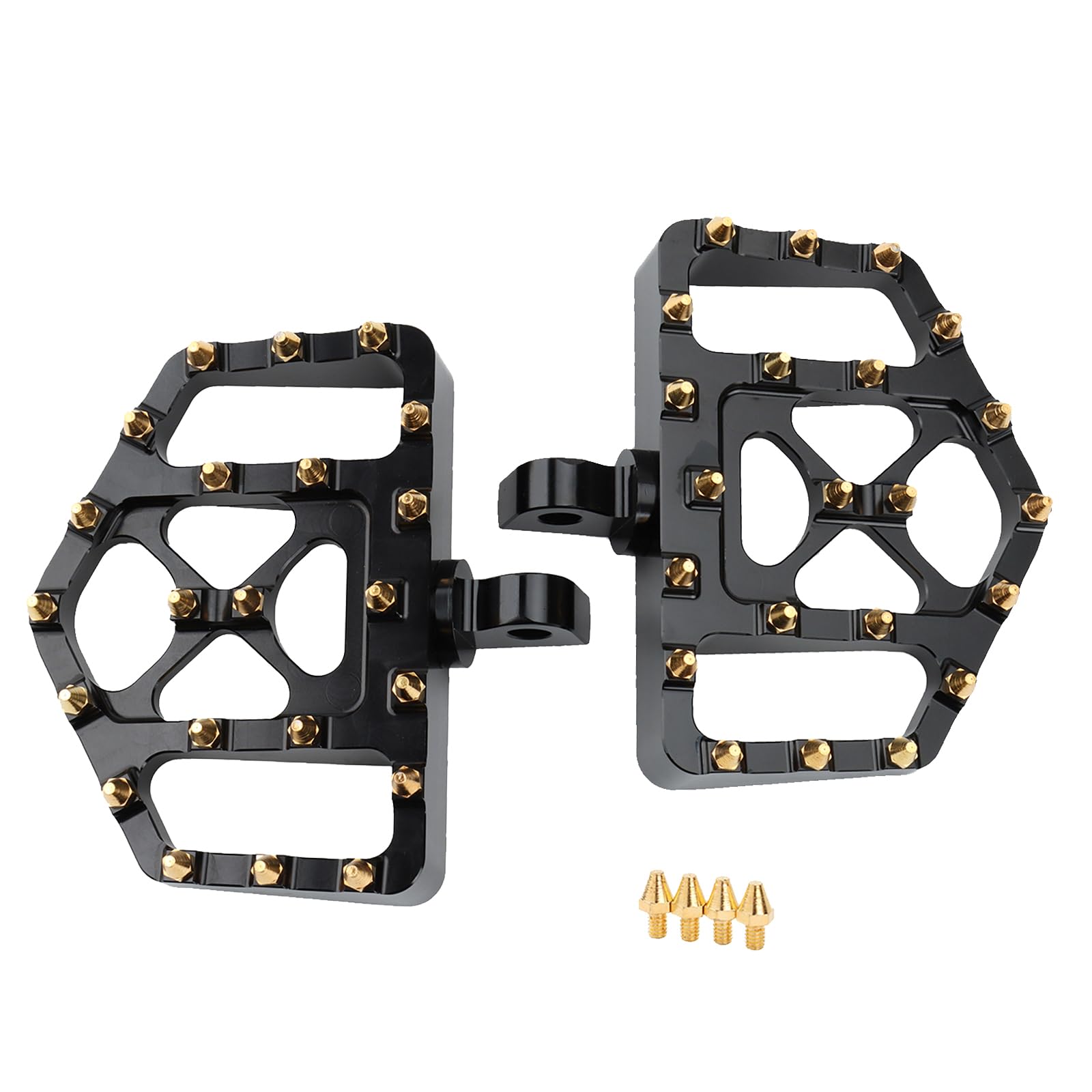 MX Offroad Foot Pegs Mini Floorboards Male Mount Footrest for Harley Dyna Street Bob Sportster 883 Fatboy Touring Road Glide (Black Gold)