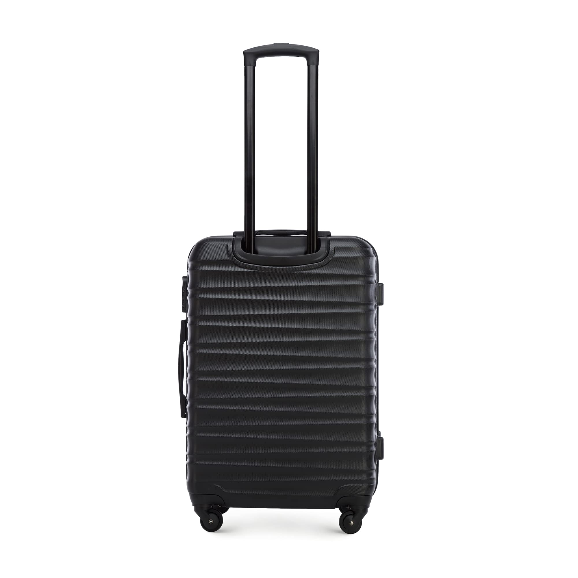 WITTCHEN Valigia da viaggio Bagaglio a mano Valigia da cabina Valigia rigida in ABS con 4 ruote girevoli Serratura a combinazione Maniglia telescopica GROOVE Line Set di 3 valigie Nero