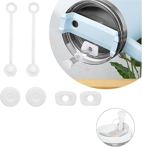 Miniatura 1 de Kacimil Juego de 6 tapones de silicona para derrames, compatibles con Stanley Cup de 40 onzas  30 onzas, accesorios para vasos, incluye 2 tapas para