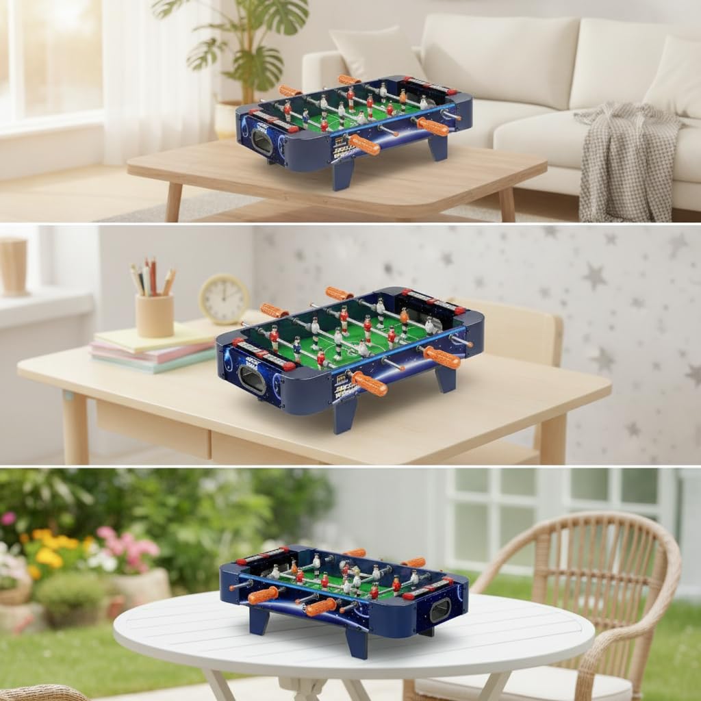 Mini Tischkicker für Jugend, Tischfussball Spieltisch aus Holzwerkstoff, Kompakter Kickertisch 53 cm