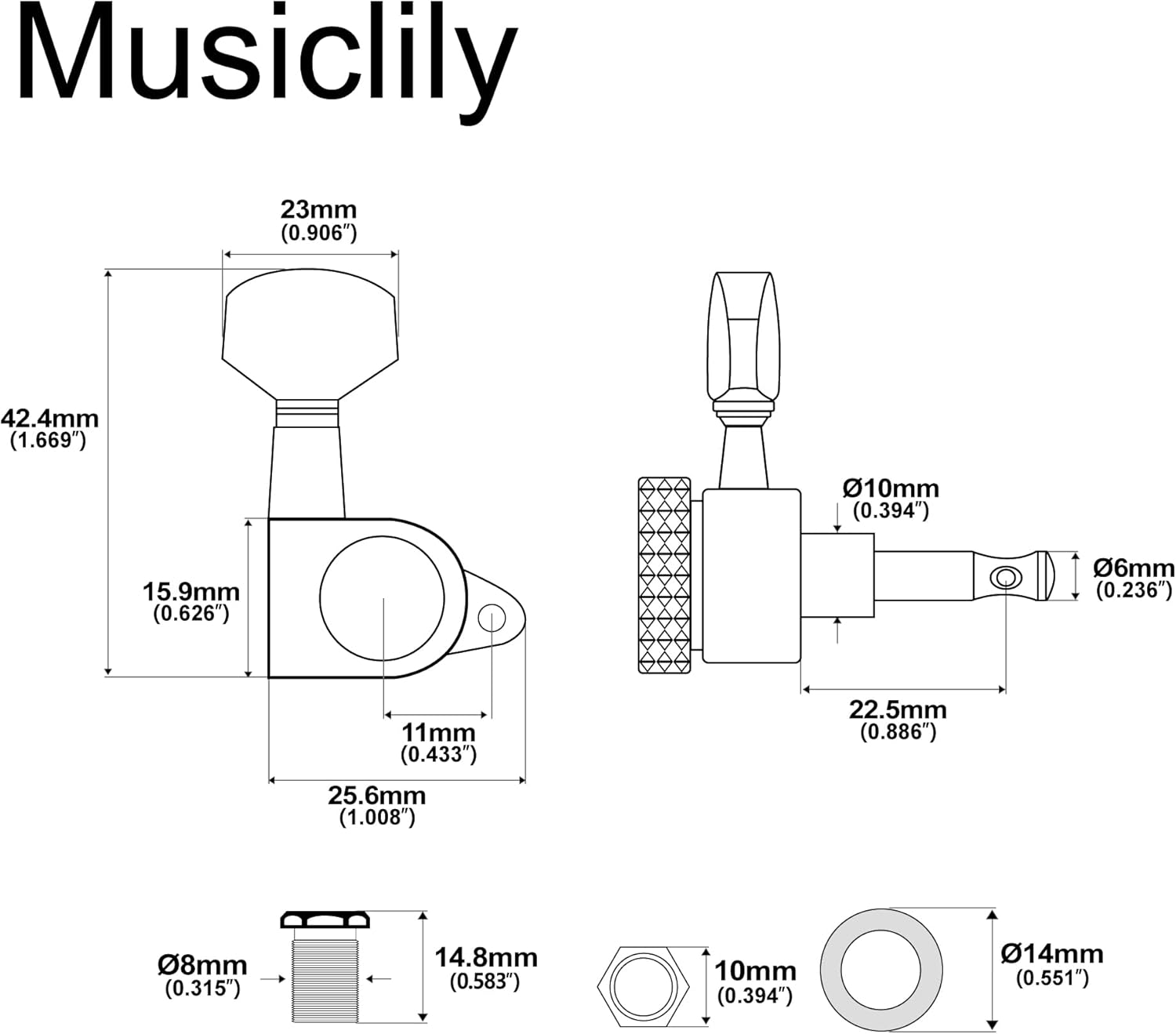 Musiclily Pro 3x3 Guitar Locking Tuners Tuning Pegs Keys Machine Heads Set for Epiphone Les Paul Style, Gold