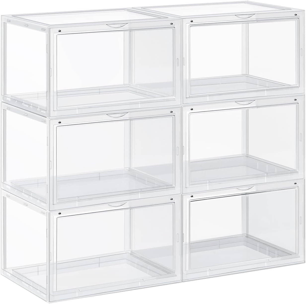 SONGMICS 6-Pack Stackable Clear Plastic Shoe Storage Boxes
