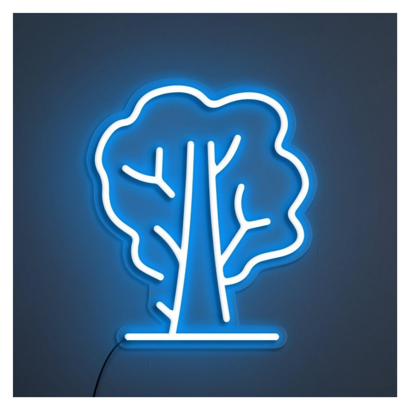 RONGCH Hanging Art Signs Tree Neon Sign, Suitable for Office Decor with Brightness Adjustable 25cmx30cm(Ice Blue)