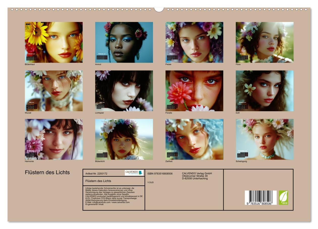 Flüstern des Lichts (hochwertiger Premium Wandkalender 2027 DIN A2 quer), Kunstdruck in Hochglanz: 12 Monate mit KI-generierten Bilder. Das ideale ... die Kunst und Design lieben. (CALVENDO Kunst)