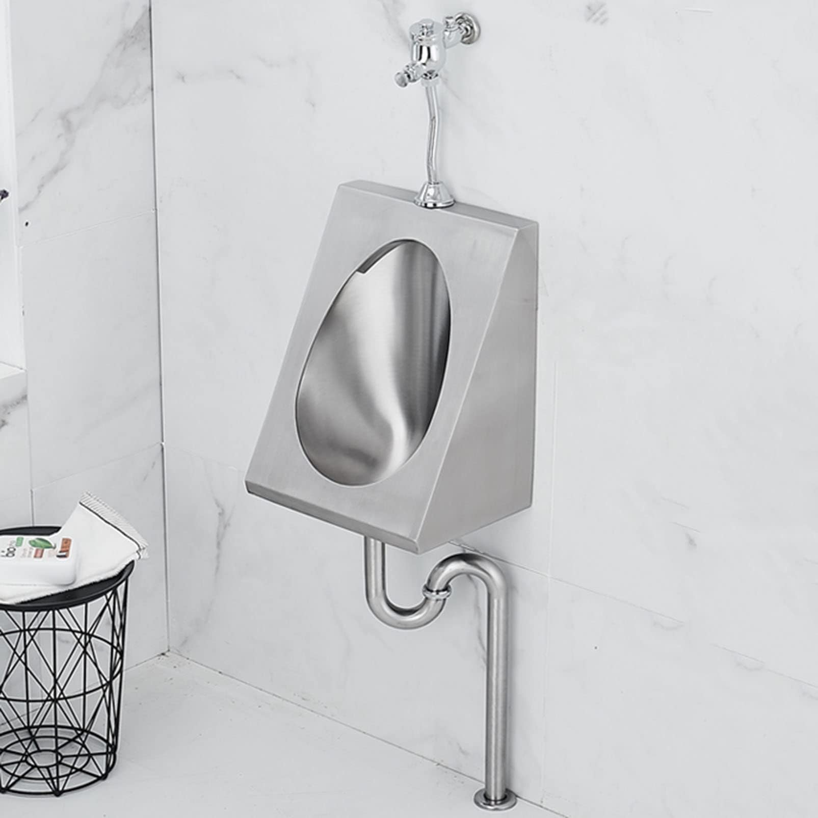 Wzzqzr Set 2 Wall Hung Urinal 304 Stainless Steel Commercial Residential Use Bathroom Toilet Urinal(Set 2)