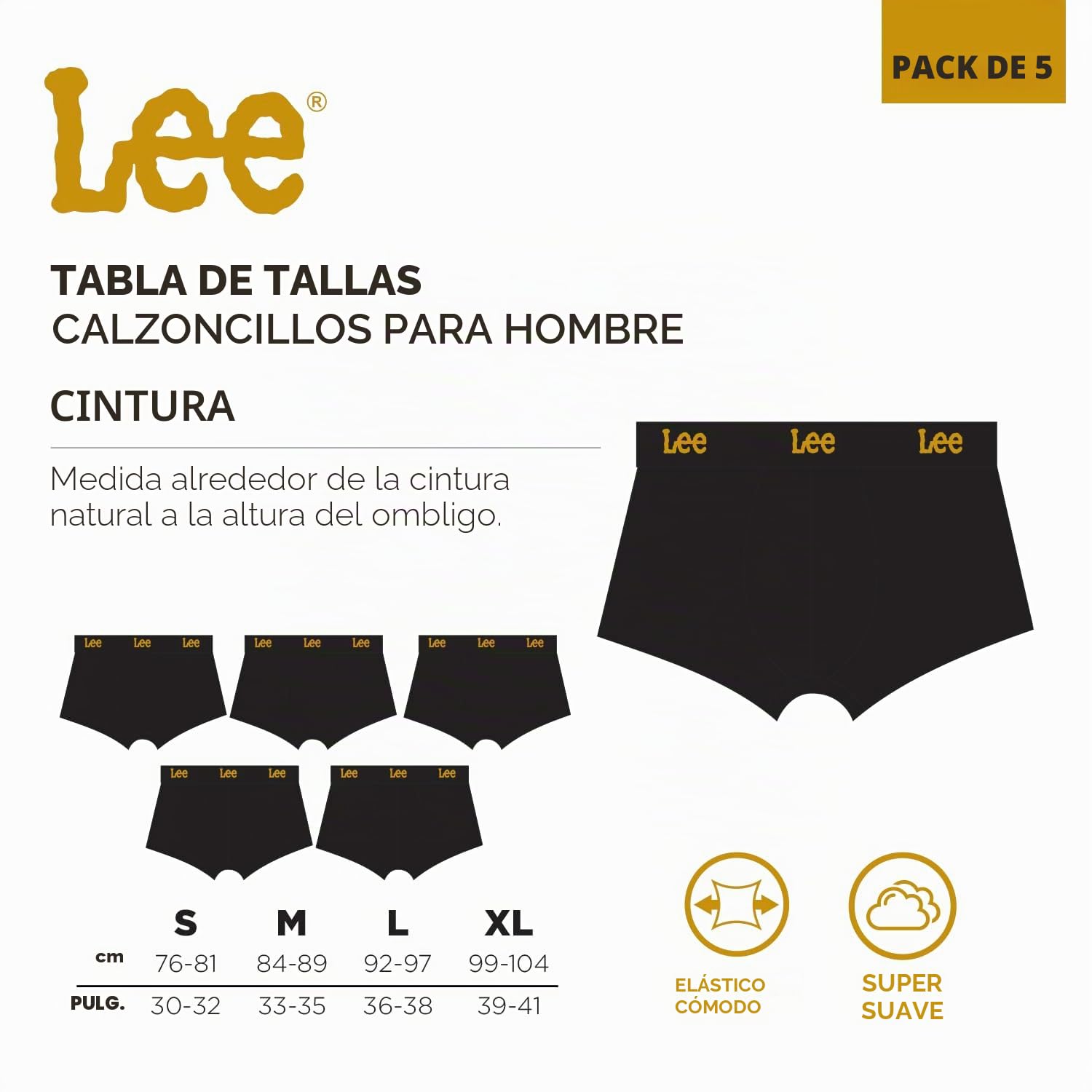 Lee Innes Bóxer Hombre (Pack de 5)
