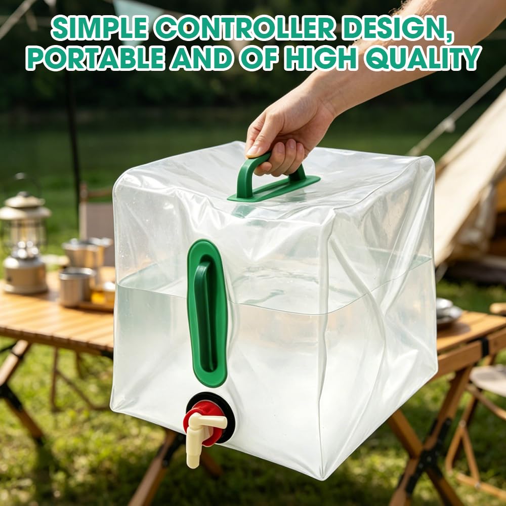 Bidon en Plastique 20L avec Robinet, Jerrican Alimentaire sans BPA Pliable pour Camping et Randonnée