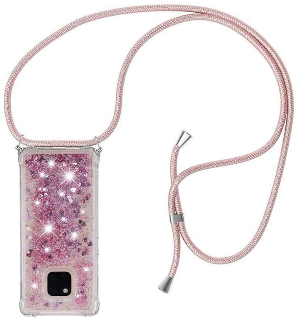 Verco Cover Con Cordino Per Huawei Mate 20 Pro - Custodia In Silicone Trasparente Con Laccio Regolabile - Bianco/Argento