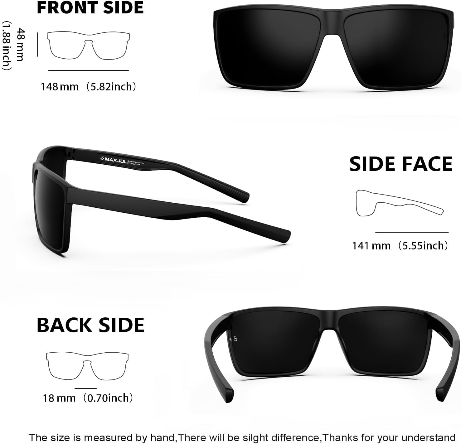 MAXJULI XL Z87 Sunglasses for Big Wide Heads Men TR90 Ultralight UV400 Protection Glasses 8108 - Image 5