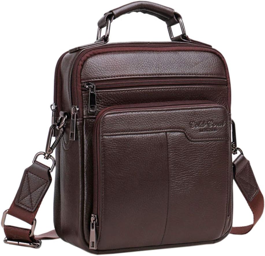 Hebetag Small Leather Shoulder Bag Crossbody Pack for Men Outdoor Travel Business - Image 3