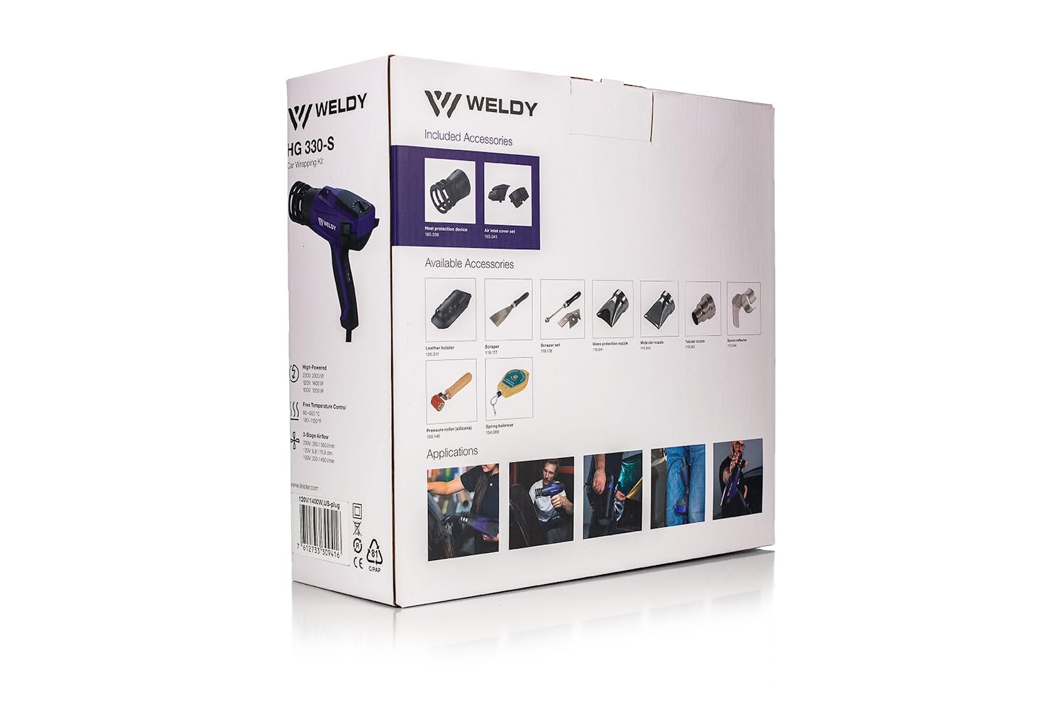 WELDY - HG 530-A - opalarka - zestaw do owijania samochodu - niewielka waga - wysoka wydajność - urządzenie chroniące przed ciepłem dyszy - akord 16 stóp - osłony wlotu powietrza - odczyt cyfrowy