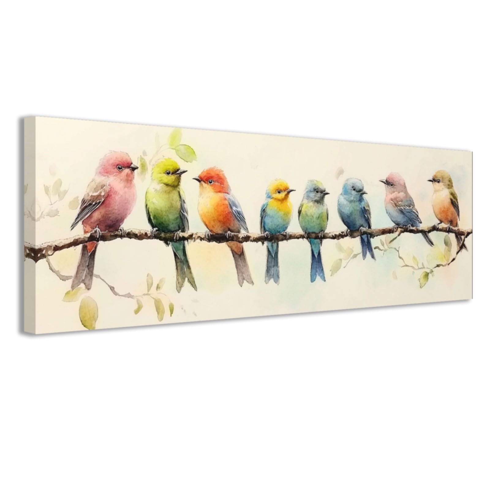 CCWACPP Leinwand WanddekoVögel auf ÄstenKunstbilderbunte Vogel Blumendrucke für KücheSchlafzimmerWohndeko gerahmt (30x90cm)