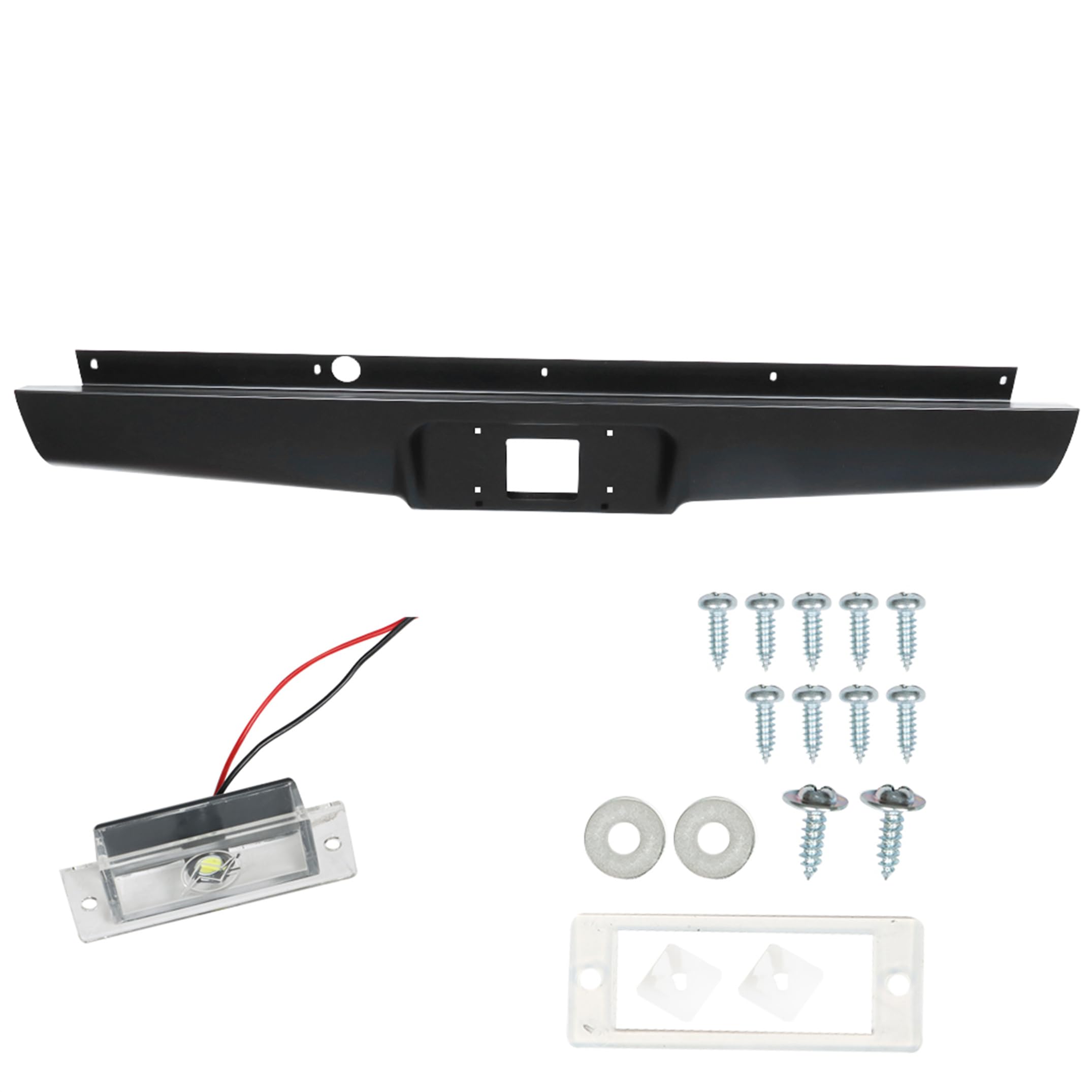 atvwrlod Steel Rear Bumper Roll Pan Replacement for Colorado Canyon Fleetside 2004 2005 2006 2007 2008 2009 2010 2011 2012 with License Plate Light