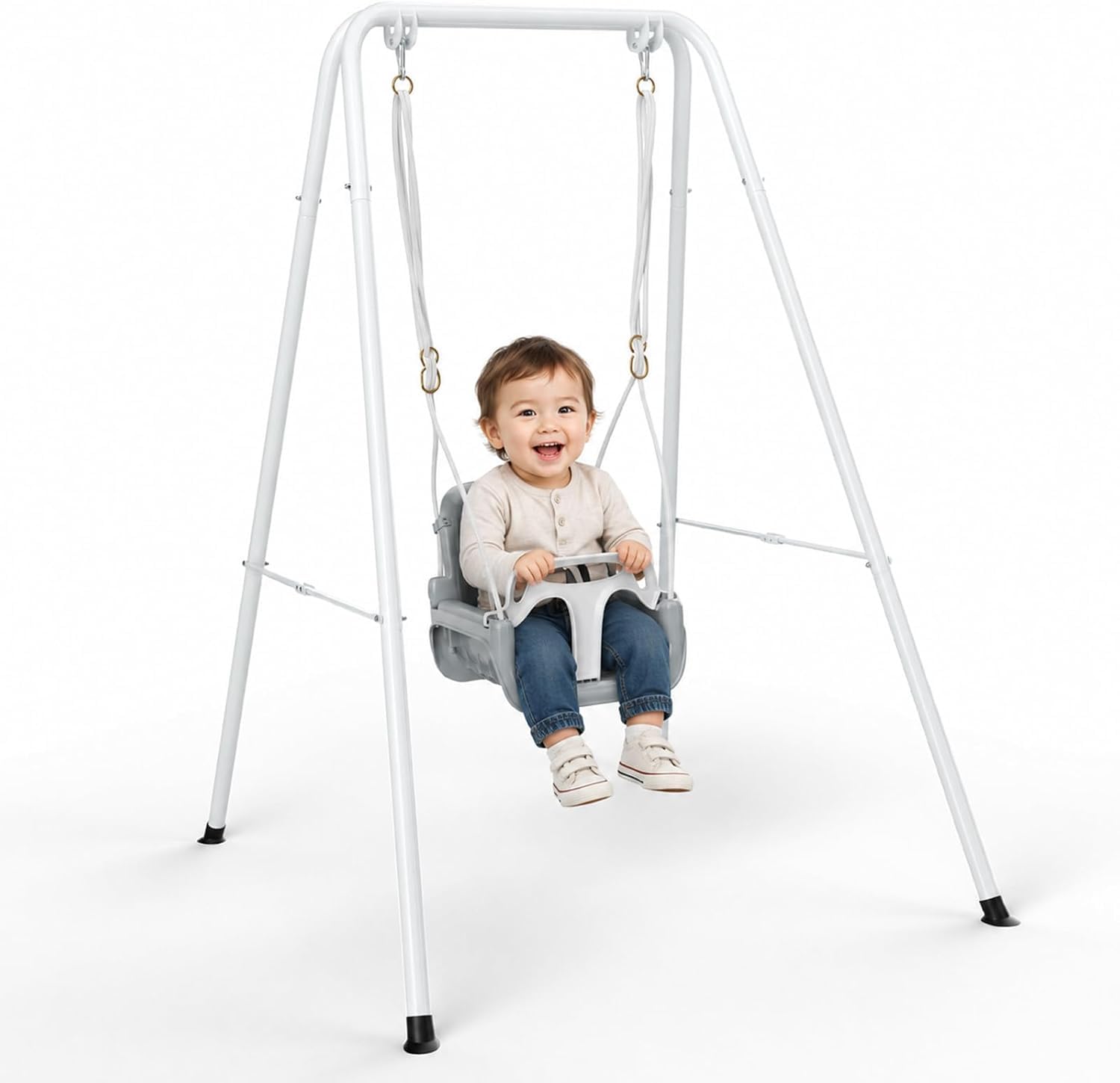 Kids Swing Set for Toddler, Foldable Heavy-Duty with Baby Jumper Seat