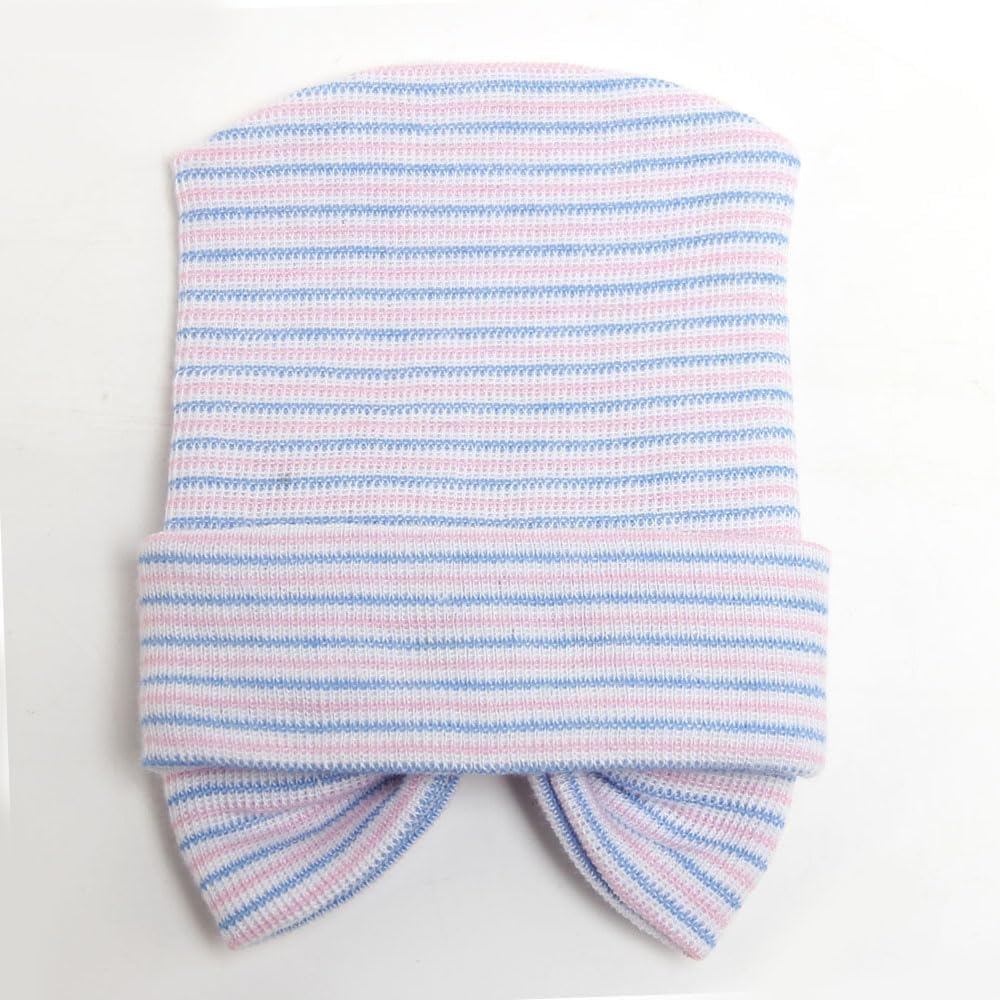 BQUBO Newborn Baby Caps Mittens for Baby Girls Baby Hats Scratch Mitten Gloves Set Soft Hospital Hat Infant Hats with Bow - Image 7