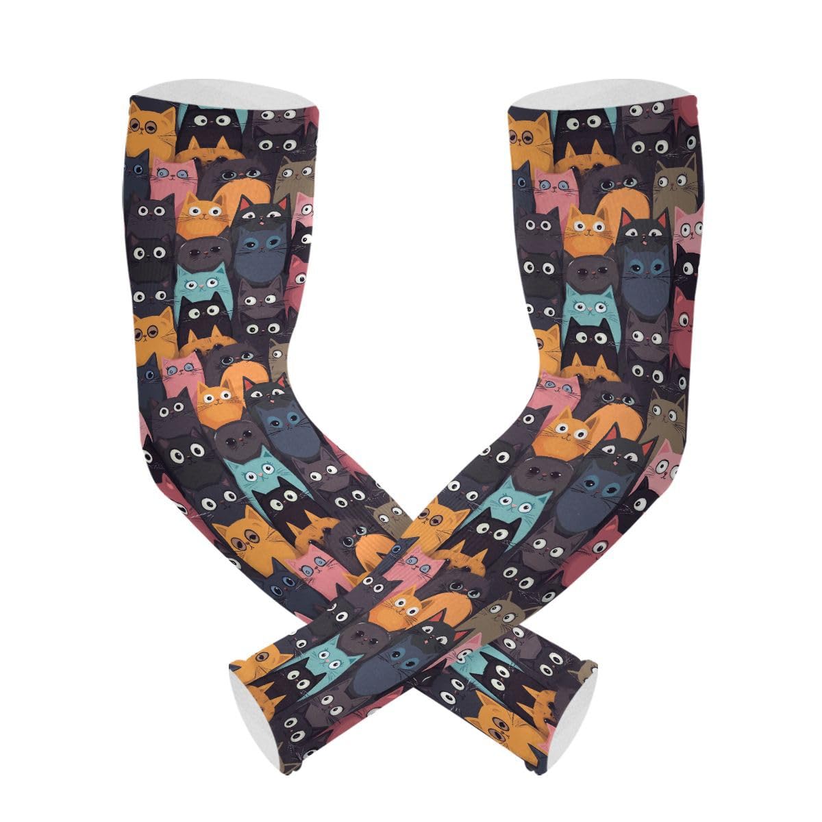 ALAZA Lovely Animal Cat Kitten Cartoon Gardening Sleeves Cooling Arm Sleeves Sun Protection Thumb Hole Arm Covers for Women Men