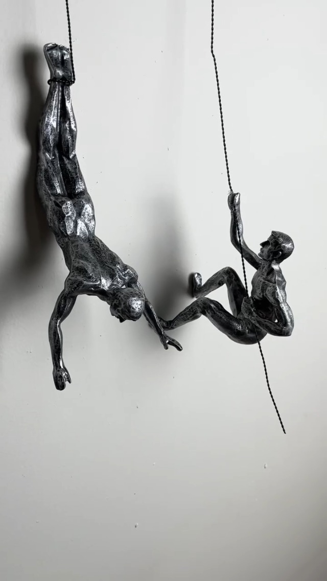Climbing Man Wall Decor | Resin Sculpture Rock Climbing Man Wall Art