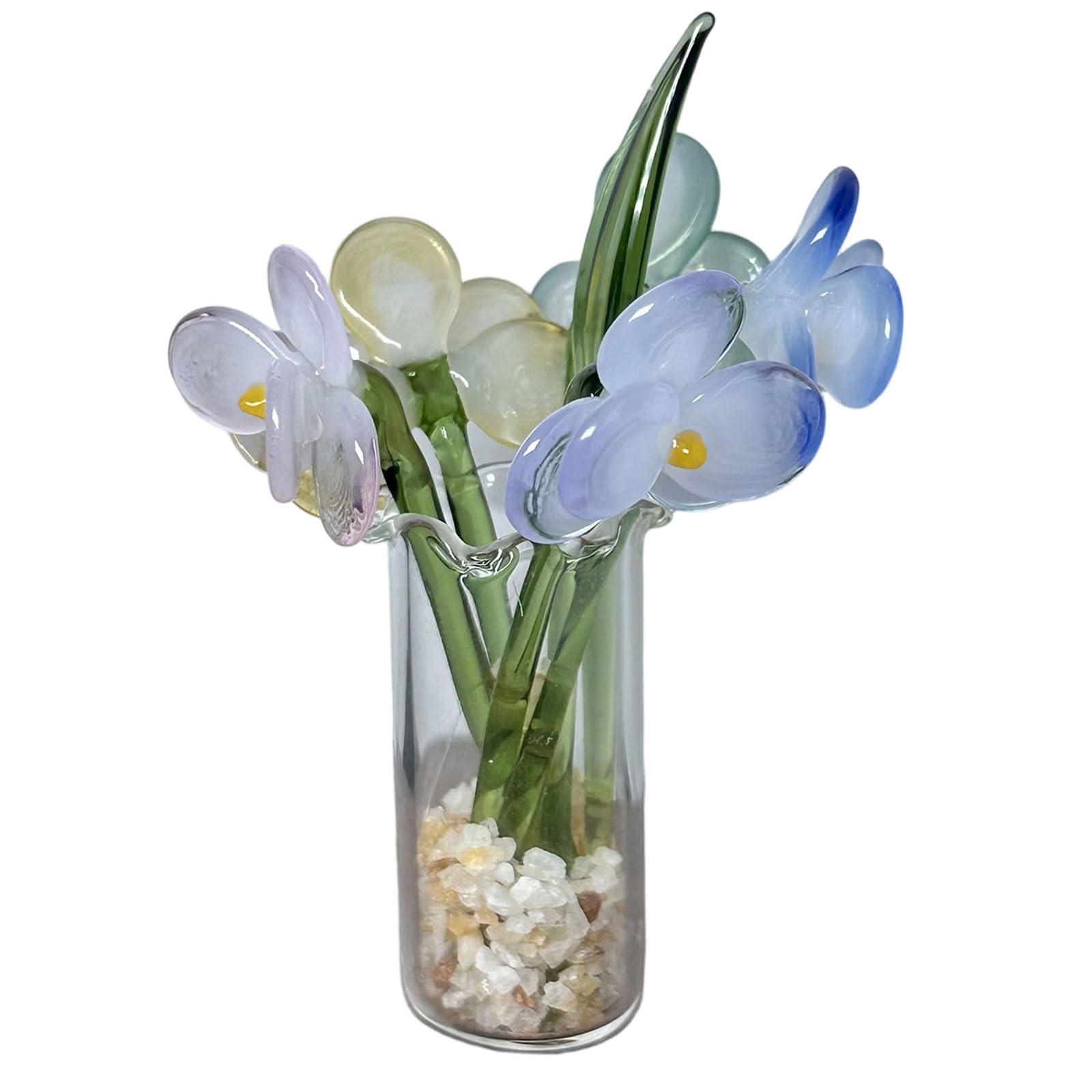 Clear Glass Vase Decoration with Colored Glaze Flower for Home Flower Arrangement Anniversary Wedding Table Centerpieces Simple Home Deck