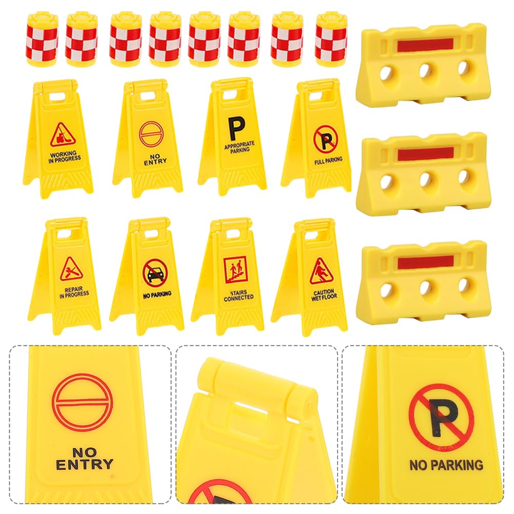Panneaux De Signalisation pour Enfants - Jouets De Simulation Routière avec Barrières Et Obstacles en Plastique Accessoires De Circulation Légers pour Apprentissage Et Jeux Educatifs