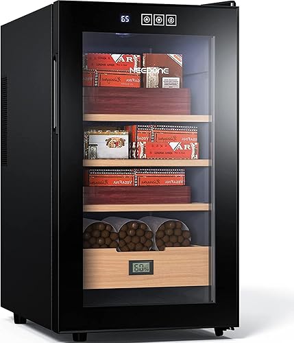 NEEDONE Humidor 48L con sistema de control de temperatura de refrigeración y calefacción, gabinete enfriador eléctrico para 300 unidades con