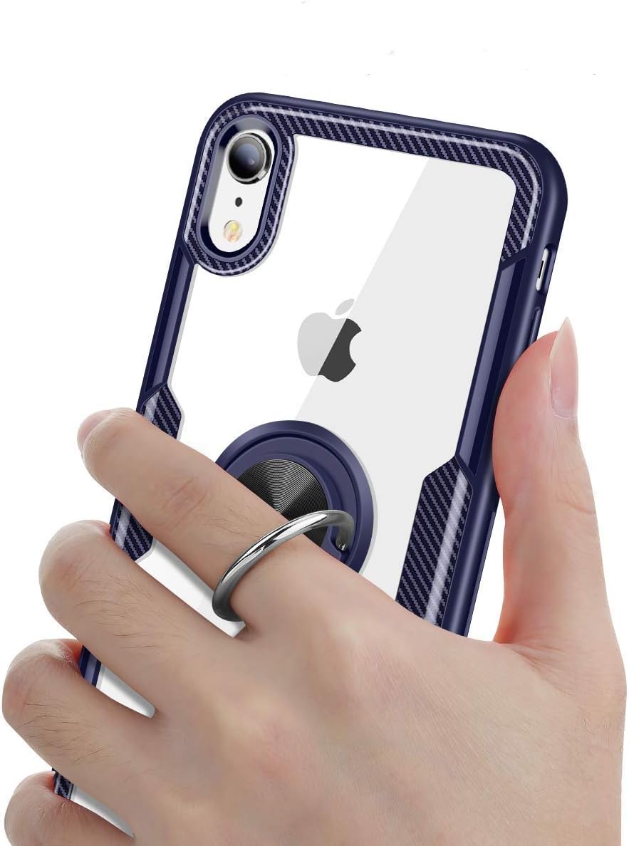 SORAKA Clear Case for iPhone XR with Ring Holder,Slim Fit Case Transparent Hard PC Cover iPhone XR Case with Metal Plate for Magnetic Car Phone Holder - Image 6