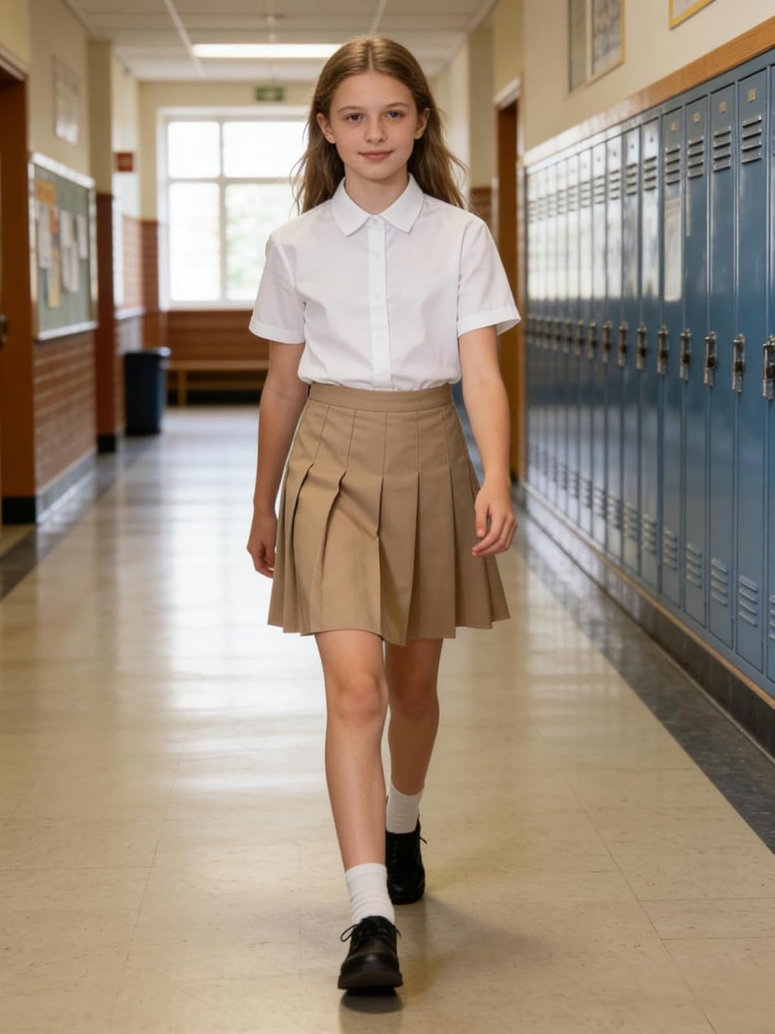 Girls' Pleated Skirts High-Waist A-line Skirt with Built-in Shorts 6-14Y | Girls pleated skirt with shorts, elastic waist uniform skirt for school, birthday party, photoshoot and casual daily outfit