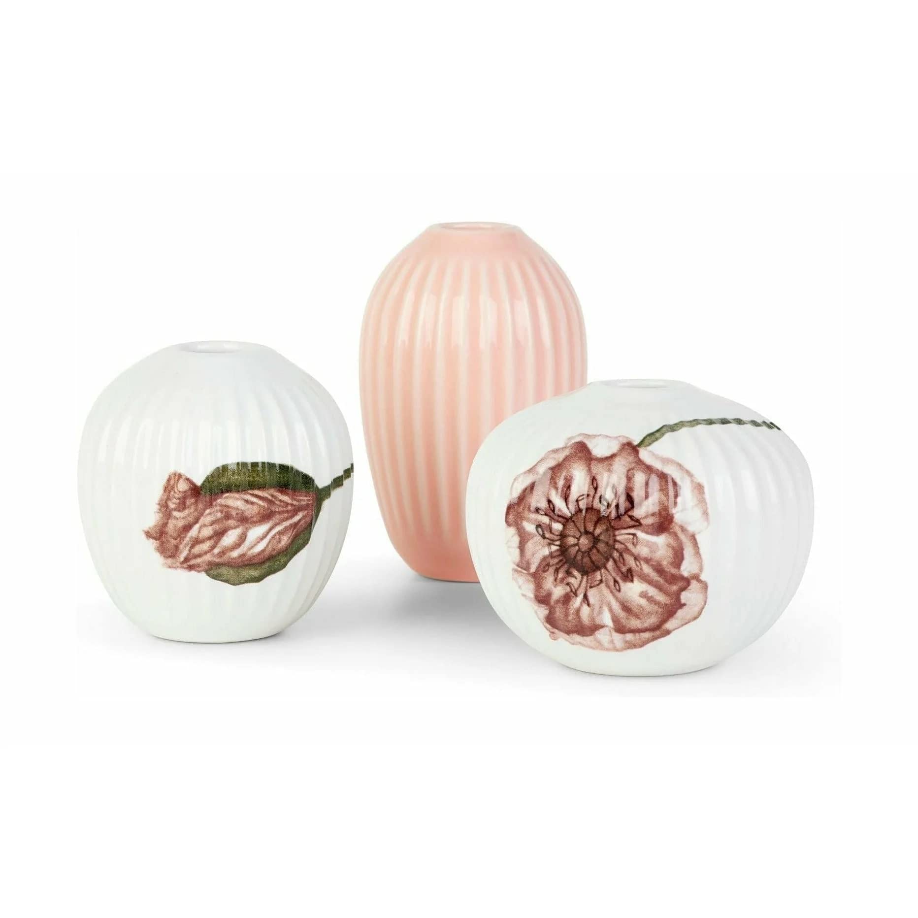Kähler Hammershøi Poppy Miniatur Vase 3 Stck. in der Farbe Weiss mit Dekoration