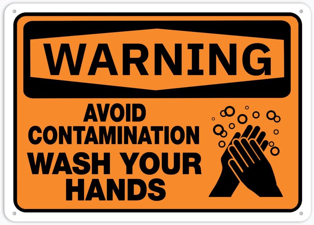 8"x12" Rust Free Aluminum Metal Sign - Warning Safety Sign Avoid Contamination Wash Your Hands - Weatherproof, Heavy Duty - For Home & Business