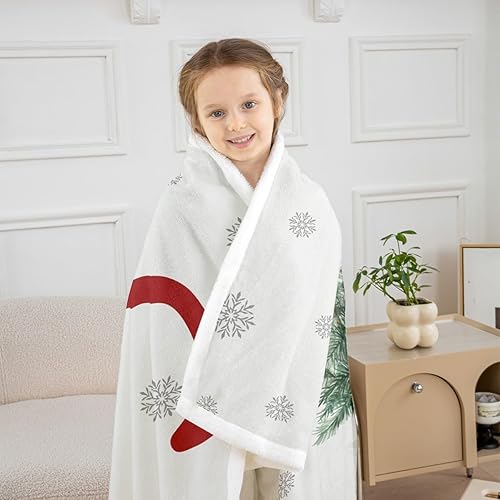 Miniatura 4 de Erosebridal Christmas Snowman Fleece Blanket 40x50  Initial S Monogram Fuzzy Plush Throw for Sofa Couch Christmas Trees Snowflake Sherpa Blanket