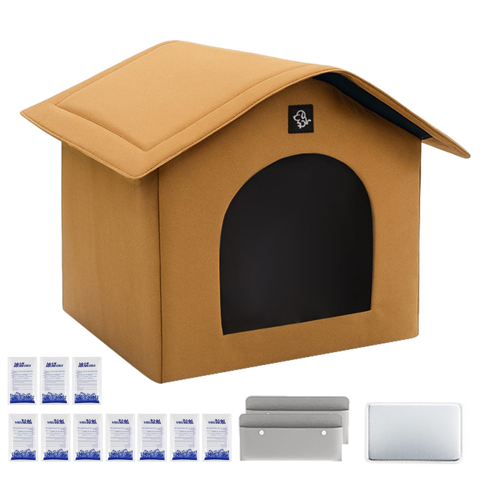 Rifugio Rinfrescante per Gatti da Esterno, Ricovero per Cuccioli, Trasportabile Isolata con Sacchetti Assorbenti e Gel Refrigerante per Animali Domestici in Casa