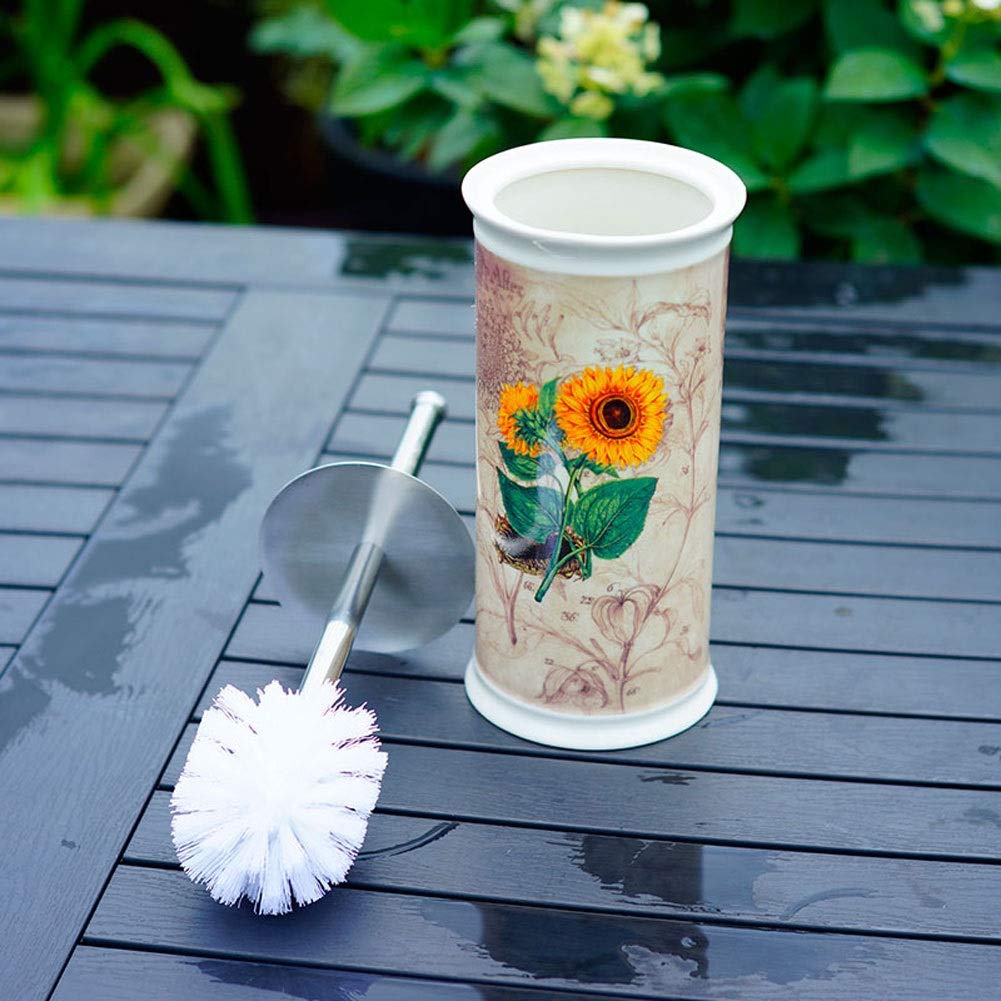 Ceramiczny zestaw szczotek toaletowych ze słonecznikiem z uchwytem ze stali nierdzewnej, stylowy środek do czyszczenia łazienki z uchwytem, idealny do higieny i łatwego czyszczenia