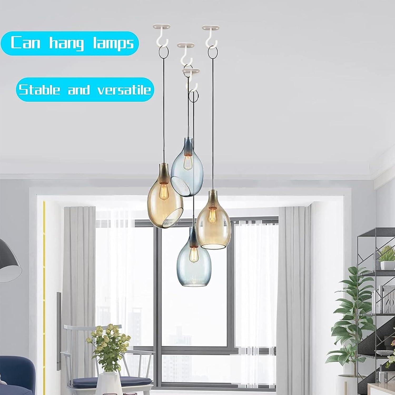 Metal Ceiling Hooks - Hang Plants & Lights -8