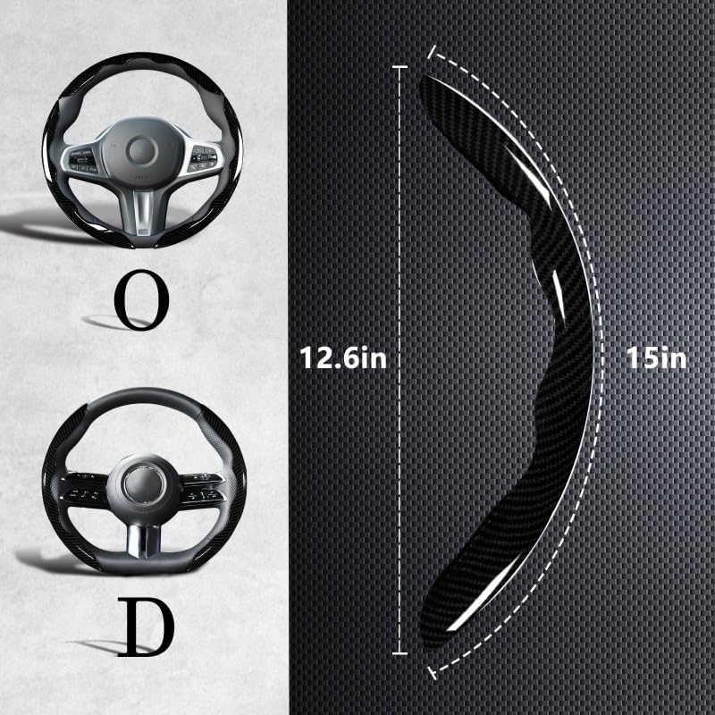 Carbon Fiber Steering Wheel Covers 3 Piece Clip on Steering Wheel Cover (Black) - Image 7