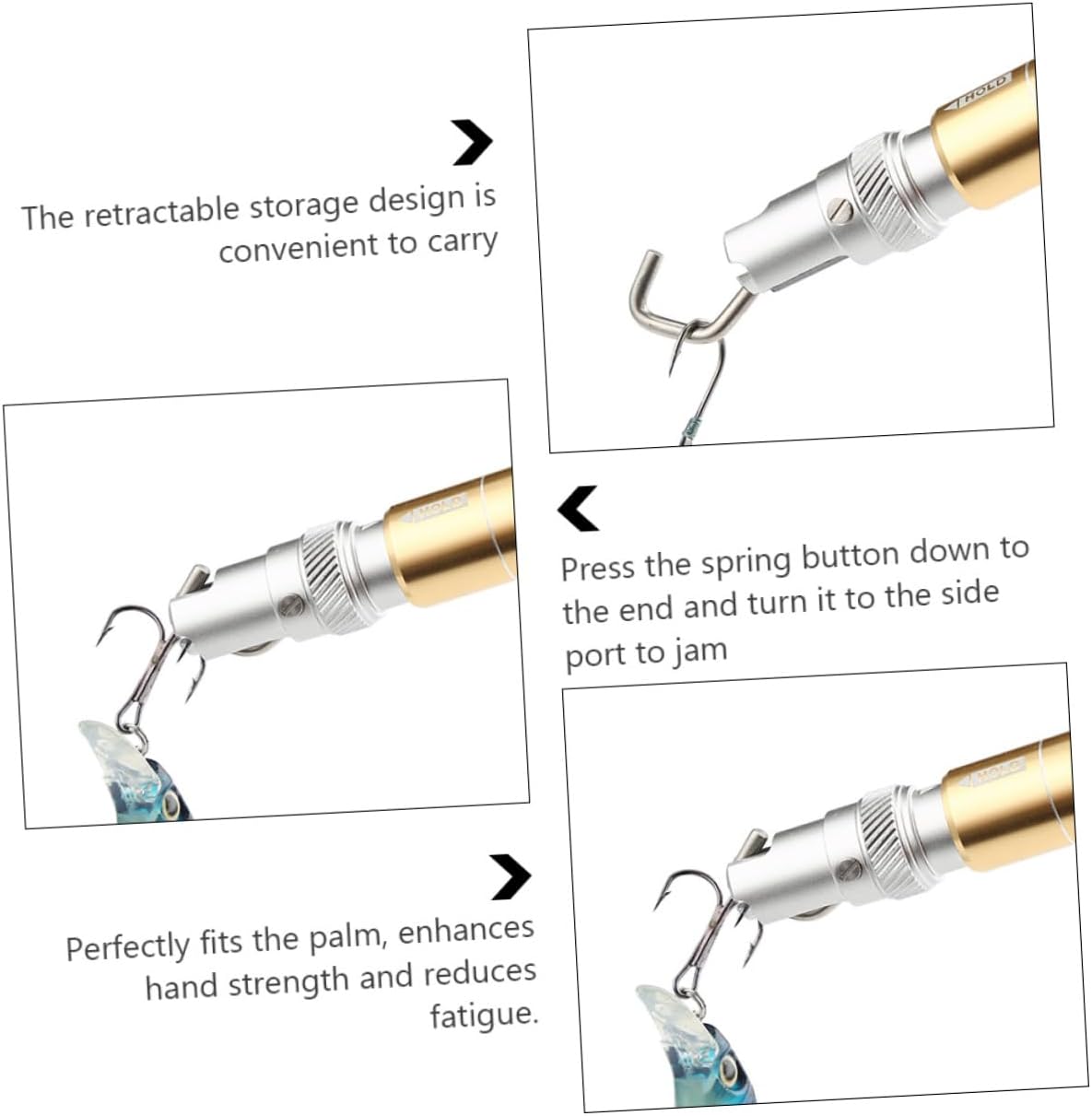 Totority Aluminum Alloy Fish Hook Remover Tool Portable Fishing Gear for Extraction One-Handed Secure Dry Conditions Self-Locking Design for Fishing Enthusiasts