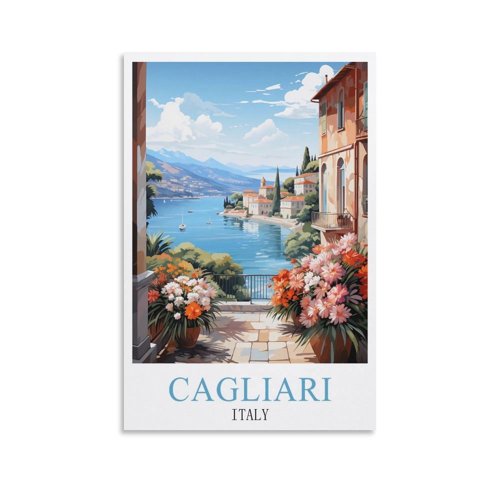 EZMLFA DIY 5D Diamond Painting Kits for Adults,Cagliari Italy Coast Coast DIY Diamond Art Kits Gem Painting Crafts for Home Wall Decor 40x50cm
