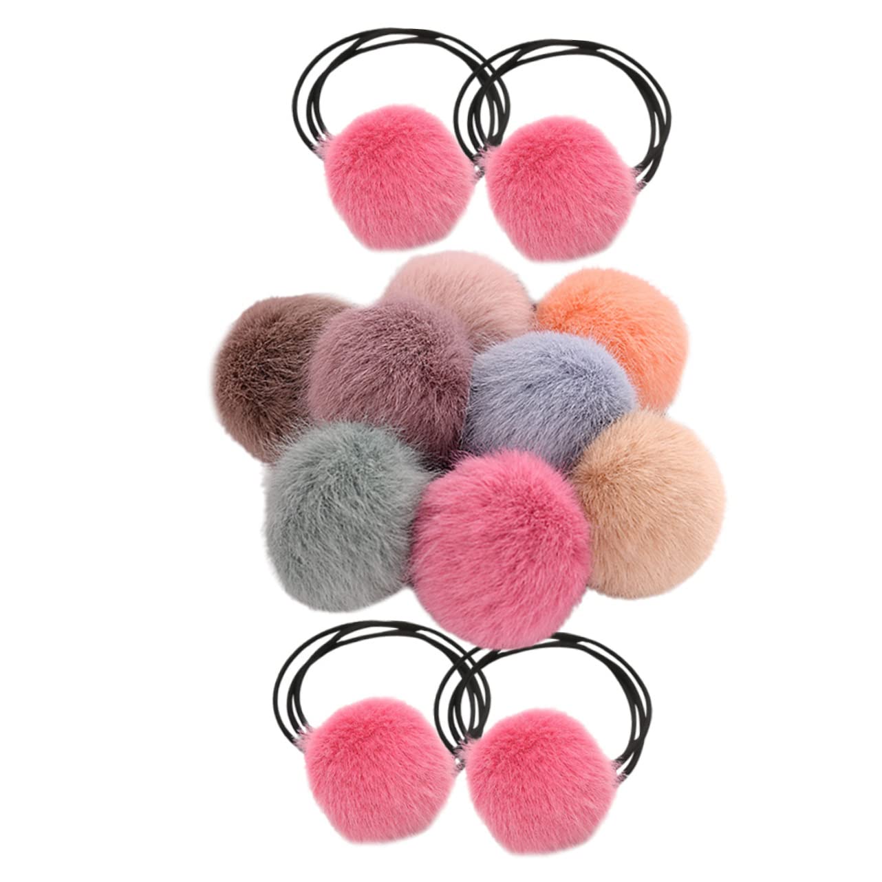 FRCOLOR 60 Piezas goma para el pelo con pompones hair band hair ties lazos para el cabello de las niñas Banda para el cabello de lazos para el cabello para niñas tocado de tela