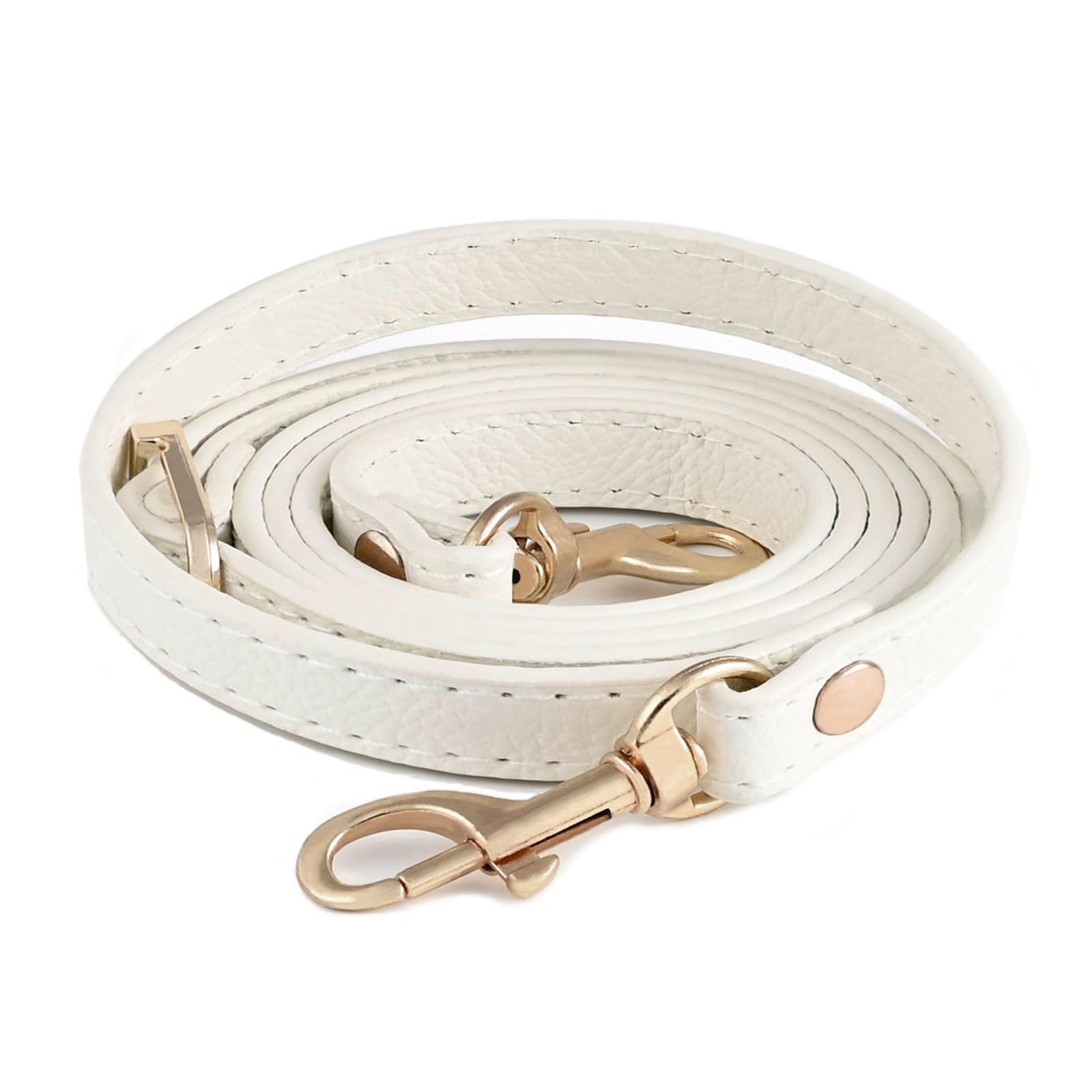 PU Leather Straps Replacement for Handbags,Purse Strap, Purse Straps Crossbody Replacement Adjustable (White with Gold Buckle) — image 1