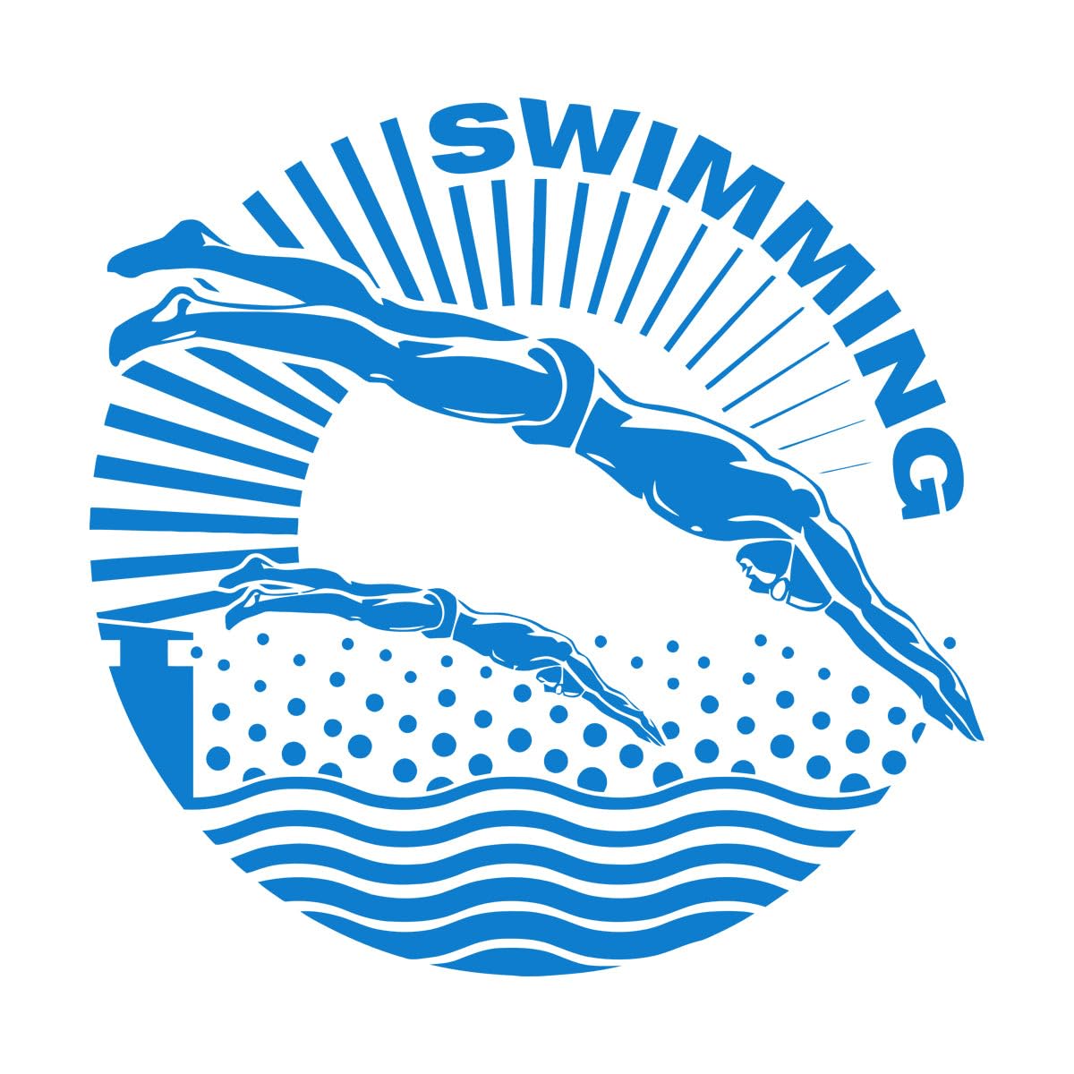 Swimmer Water Sport Swimming Pool Fine Carving Stickers 81x82.8cm Art Decoration Extra Large Blue — image 1