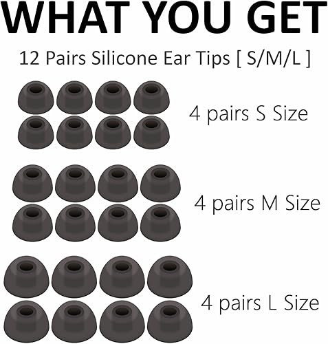 Miniatura 5 de 12 pares Compatible con las almohadillas Anker Soundcore Life & Liberty Series, LMS agujero interior de 0.157 pulgadas de repuesto de silicona de