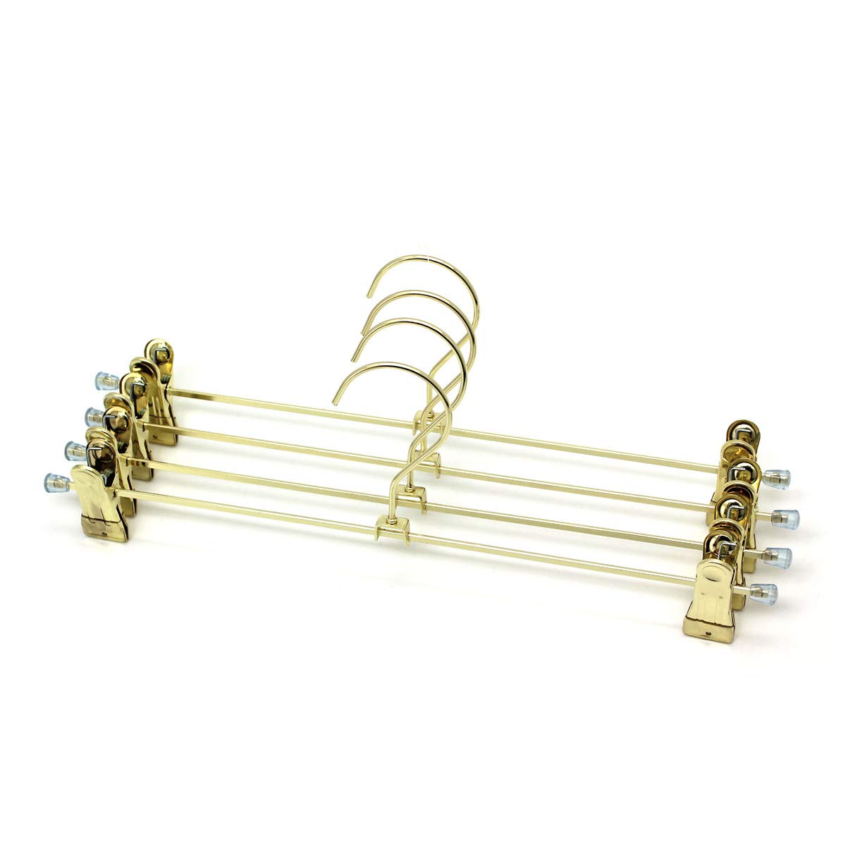 Colgador para pantalones, pantalones cortos y faldas de metal dorado de 34 cm, clips ajustables en la parte inferior, organización para colgar ropa o abrigo (30 paquetes)
