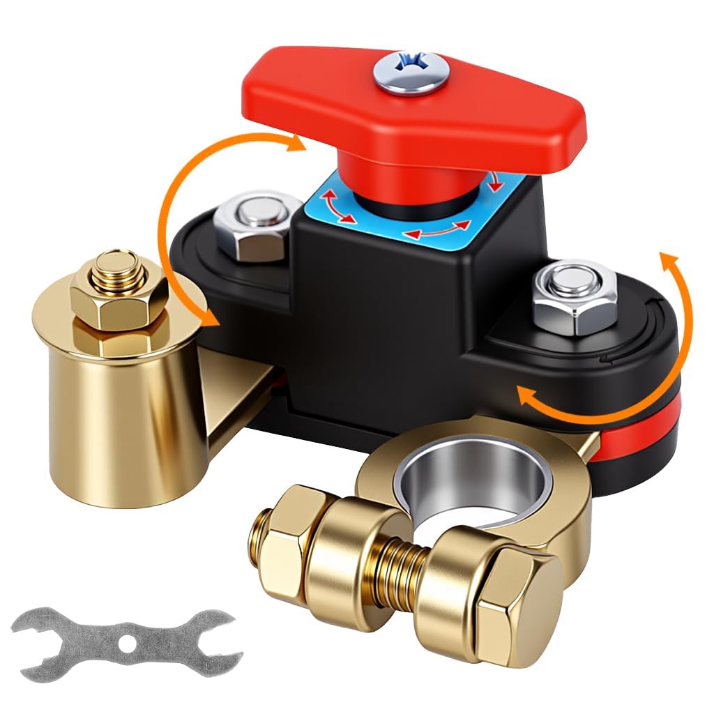 Battery Disconnect Switch with LED Voltage Display, Brass Terminal (Xtra Large, Disconnect Switch)-image-10