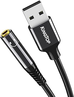 USB to 3.5mm Jack Audio Adapter (1ft / 0.3m), USB to Audio Jack, USB-A to 3.5mm TRRS 4-Pole Female, External Stereo USB Sound Card for PS4, PS5, PC, Mac, Laptop, Desktops, Headphone and More