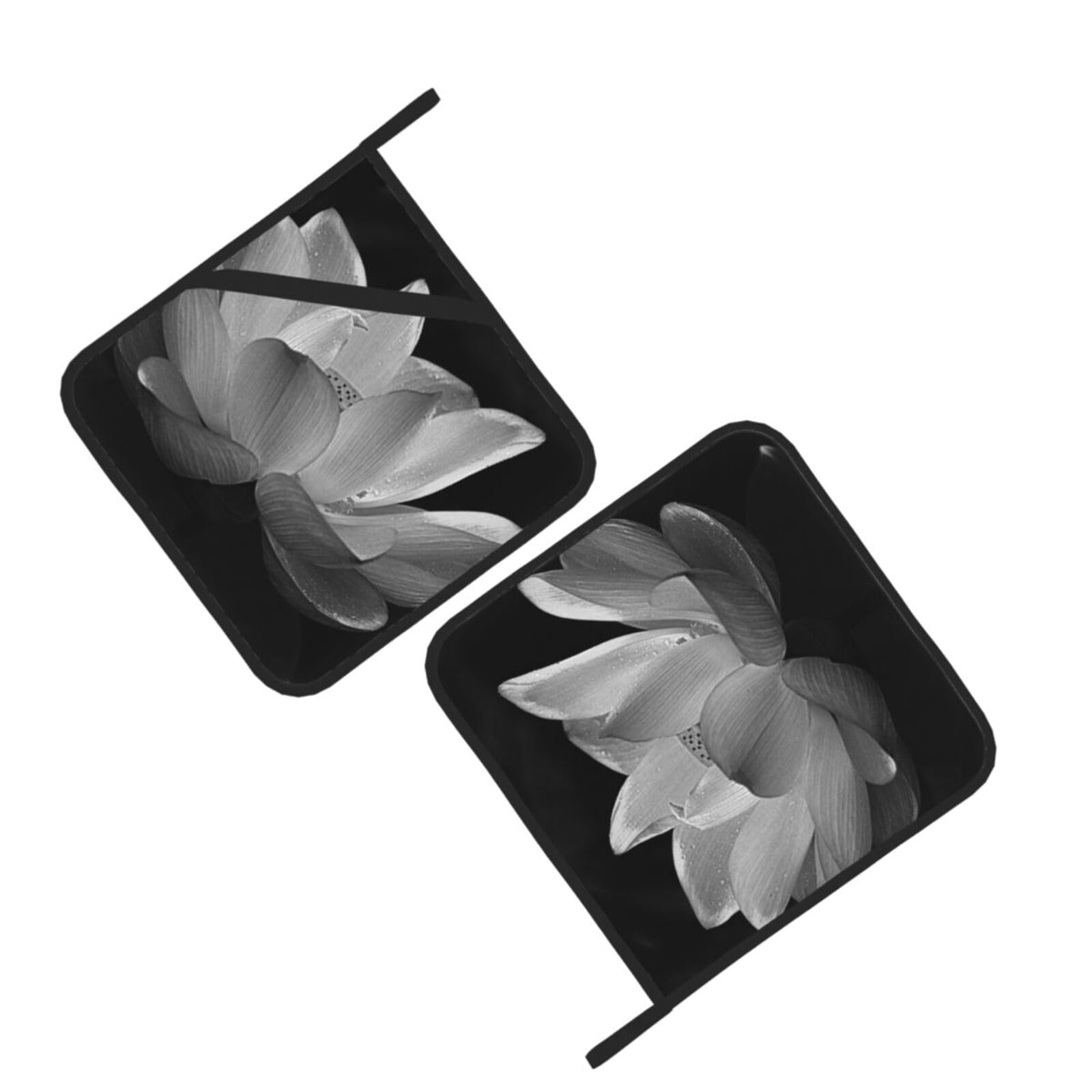 Black and white lotus Printed Oven Pot Holders Set of 2 Pcs Heat Resistant Kitchen Microwave Potholders for Cooking Baking Grilling