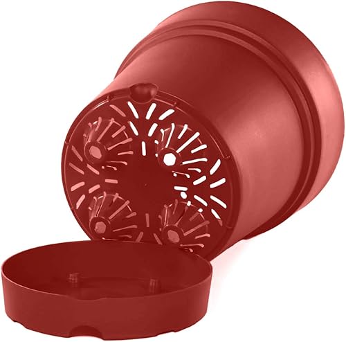 Miniatura 21 de Mintra - Macetas de plástico para plantas, maceta redonda para plantas de interior y exterior, macetas de jardín con platillos y agujeros de Surtido