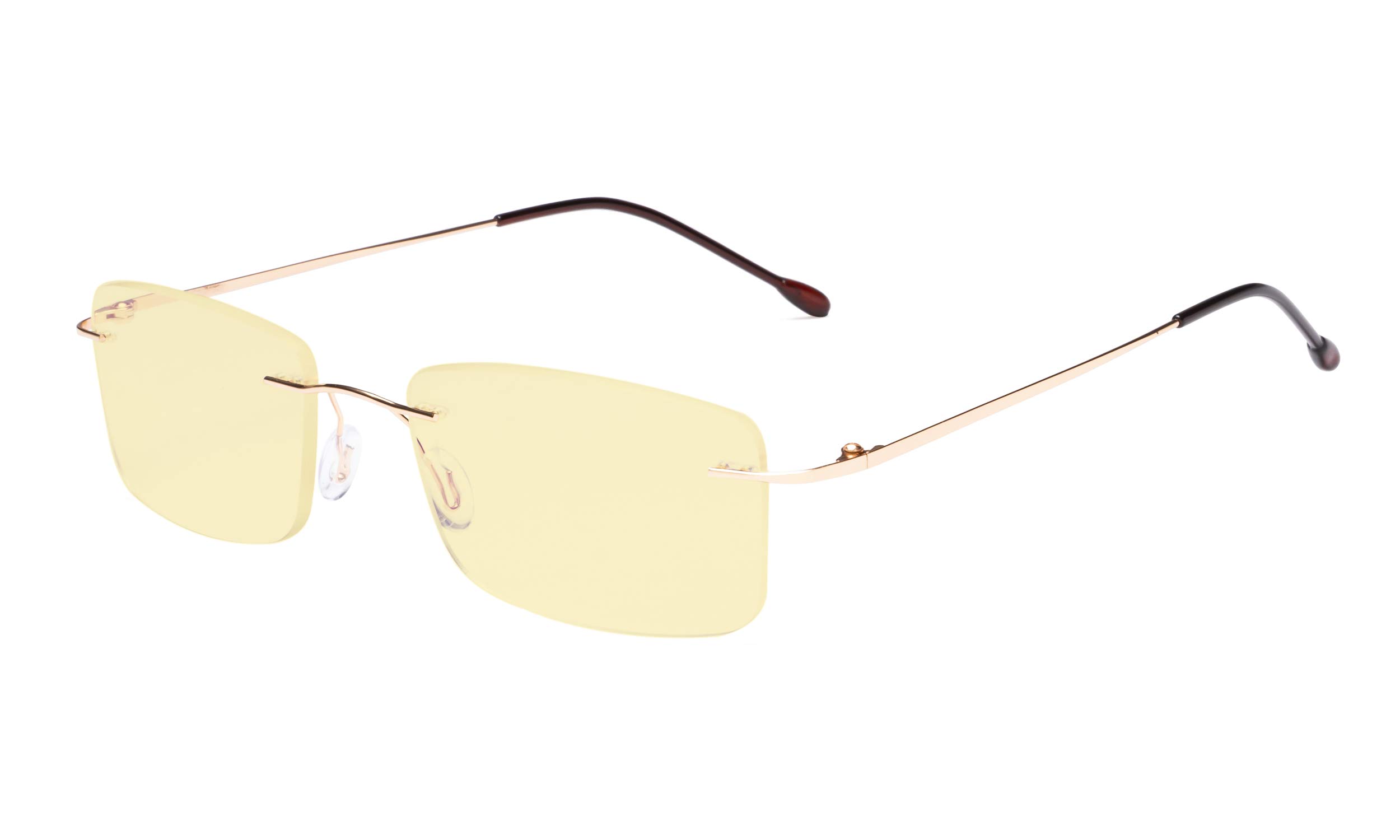 Eyekepper Titanium Rimless Orange Tinted Lenses Computer Reading Glasses Readers Men Women