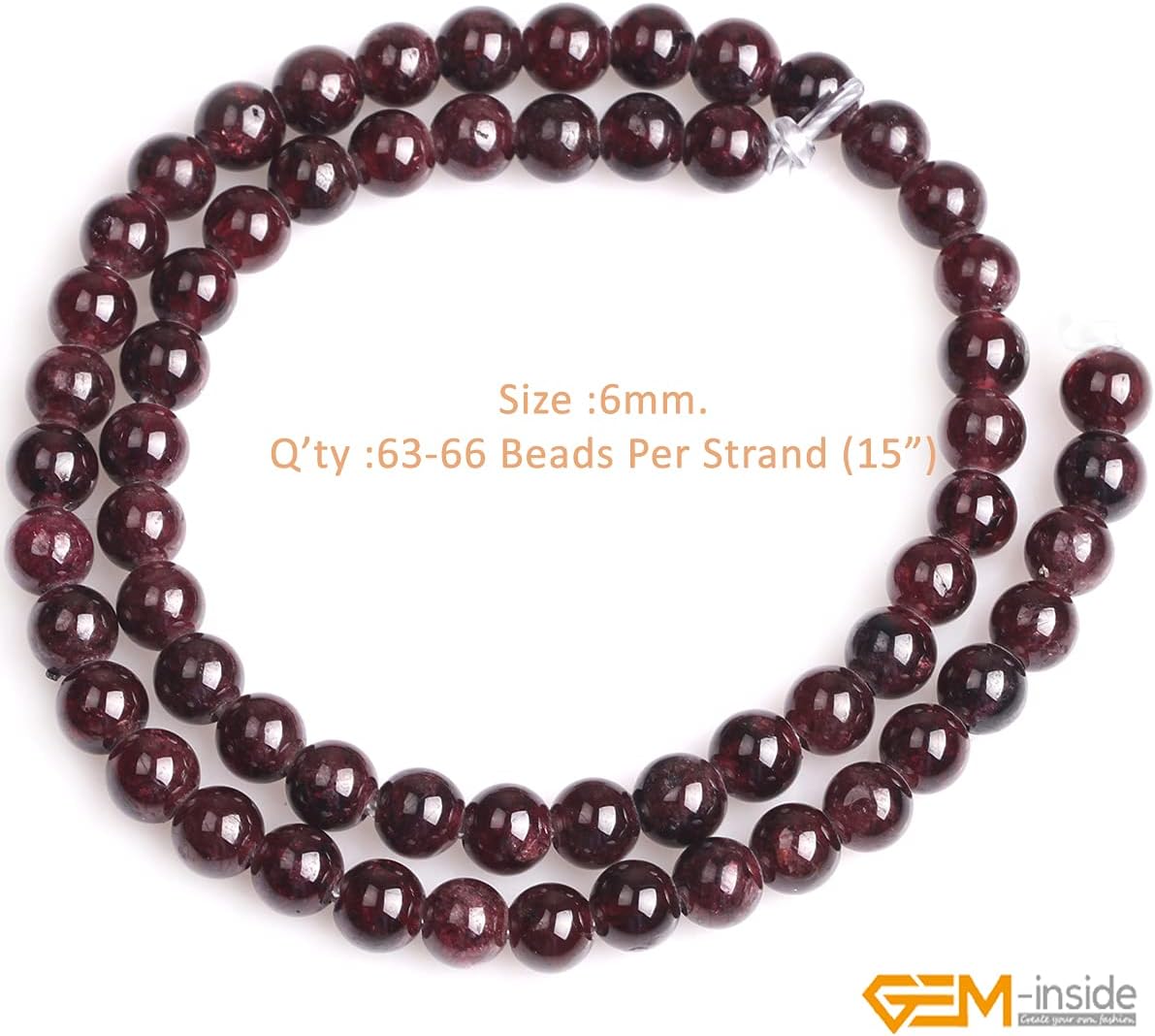 GEM-Inside Genuine Natural Dark Red Garnet Gemstone 6mm Round Stone Loose Beads Crystal Energy Stone Power for Jewelry Making 15" 1.5mm-2mm Big Hole - Image 2