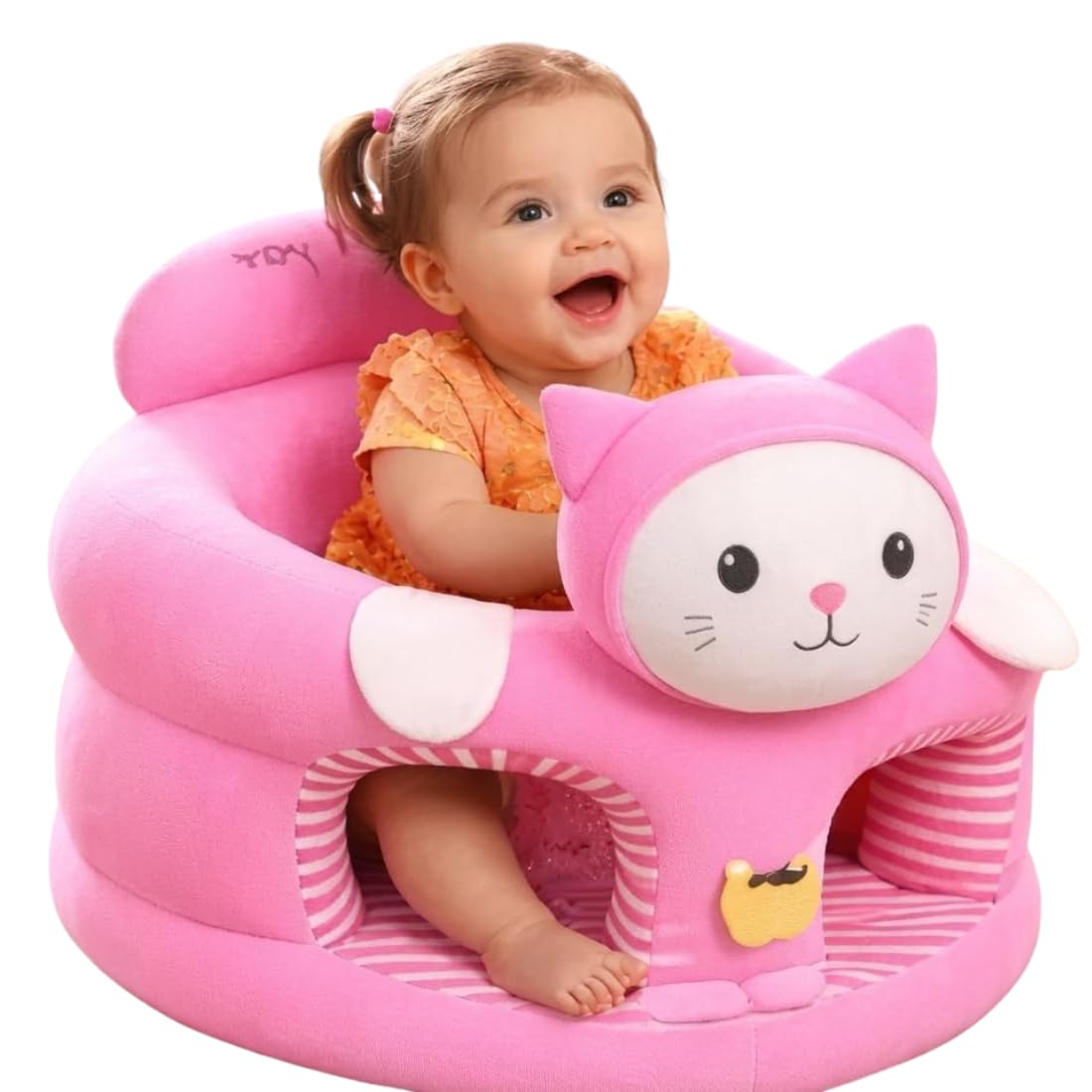 Premium Baby Support Sofa Seat for Infants and Toddlers 0–3 Years | Adorable Pink Kitty Plush Learning Chair for Sitting Training, Playtime, Nursery Décor, and Comfortable Early Development Support-picture-22