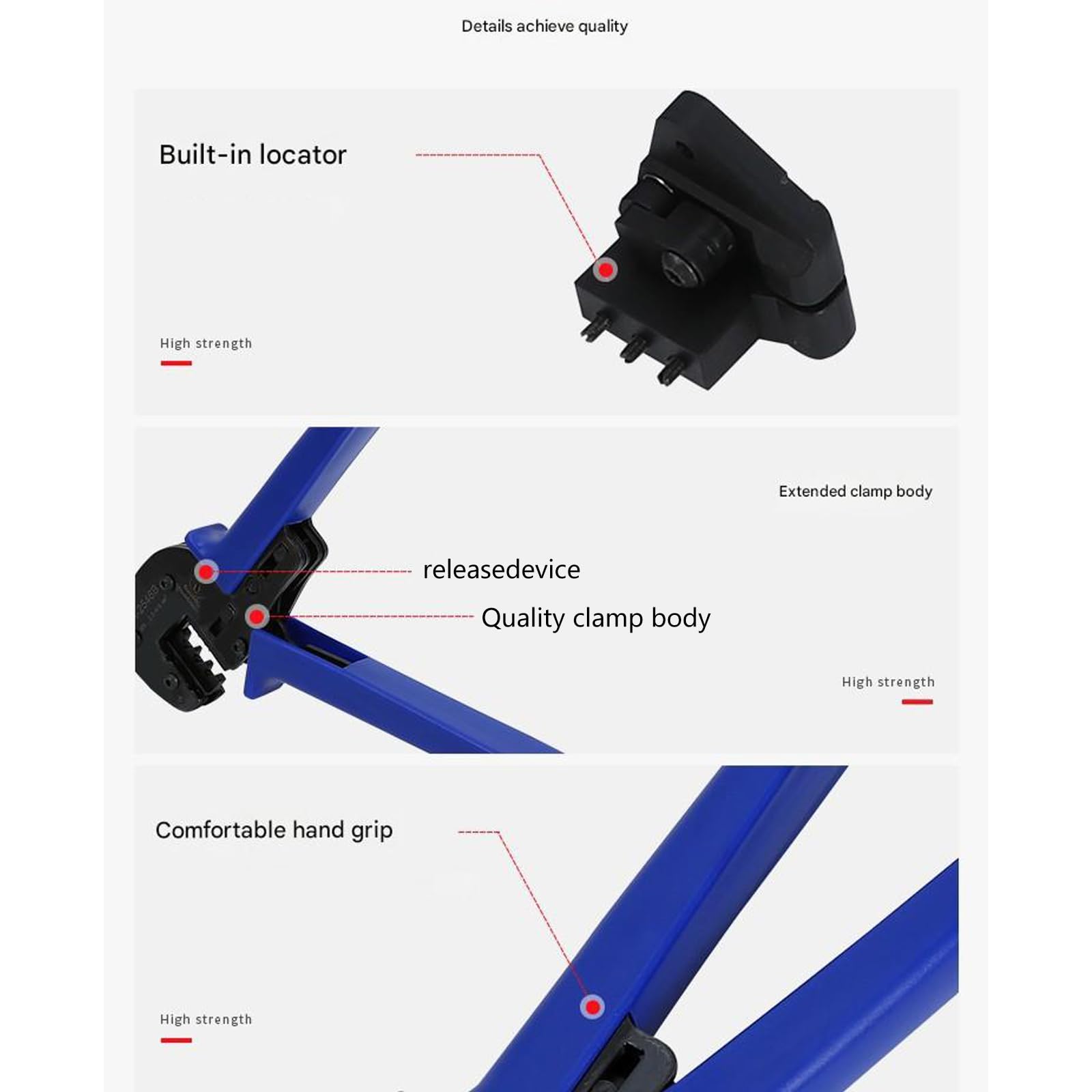 Solar Steckverbinder Crimpzange mit ergonomischem Griff Solar Crimper für volle Crimp auf Kabelgröße 2,5 / 6,0 mm² Panel Kabel Drahtverbinder Crimper Crimpzange Werkzeugset