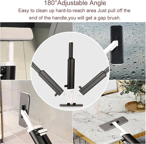 Miniatura 7 de Mini trapeador, mopa portátil pequeña para encimera, con escobilla de goma, para limpieza de encimera, limpieza de cocina y baño, con 2 paños de